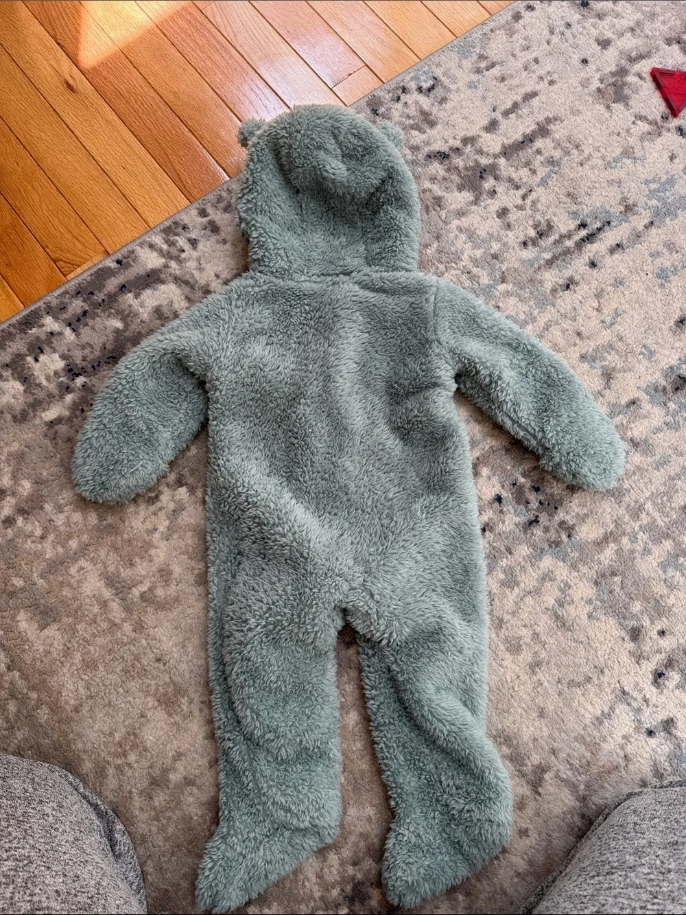 Carter's Plush Fleece Light Teal Hooded Baby One-Piece
